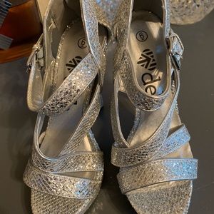 Silver glitter heels